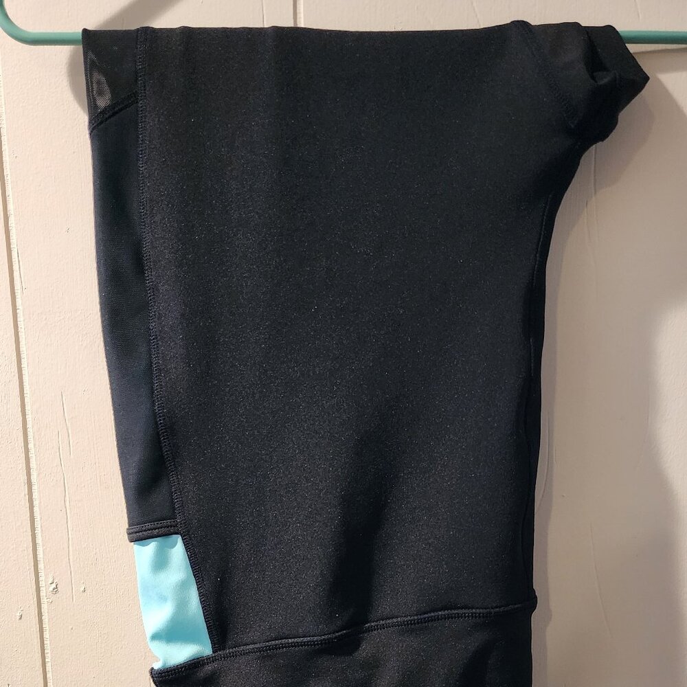 Pop Fit Black Leggings 3XL Blue Accent High Waist Activewear Plus Size Workout P